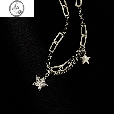 JiMi钛钢星星项链女款不掉色颈链锁骨链ins嘻哈卫衣链2023年新款潮