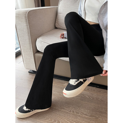 黑色喇叭裤女新款春秋季高腰显瘦马蹄裤休闲小个子微喇瑜伽裤