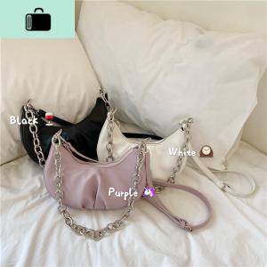 包包女2020新款潮ins法棍包粗链条黑色腋下包斜跨新月褶皱单肩包NEW LAKE女士单肩包