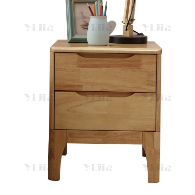 翌嘉 YJ4030705 实木床头柜简约床边柜子收纳柜储物柜 双抽款