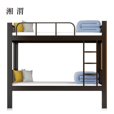 湘渭铁床上下床钢木床宿舍床黑色长2000宽1200高1800