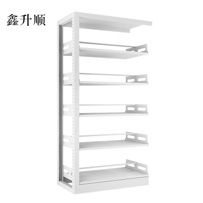 鑫升顺图书馆书架阅览室货架资料档案架钢制书架双面五层副架[工厂现做 7天内发货]