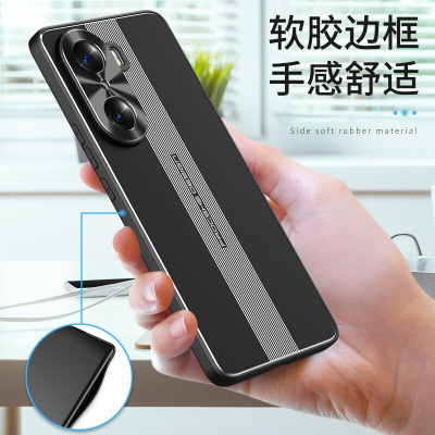 安美宝 荣耀60金属手机壳荣耀60pro防摔全包镜头内置铁片荣耀60车载金属磁吸片硅胶硬壳