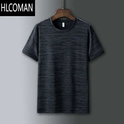 HLCOMAN]莫代尔男士冰丝短袖t恤夏季新款圆领潮流冰感速干体恤男