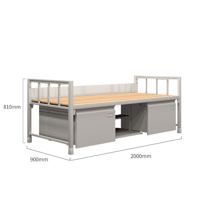 易企采 900MM宽制式单层床营房单人床制式营具宿舍铁架床带鞋柜营房钢制加厚单层床
