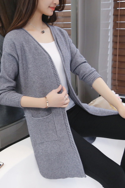 迪鲁奥（DILUAO)秋季女装2021新款针织开衫女长款韩版宽松显瘦毛衣外套女潮新款女装