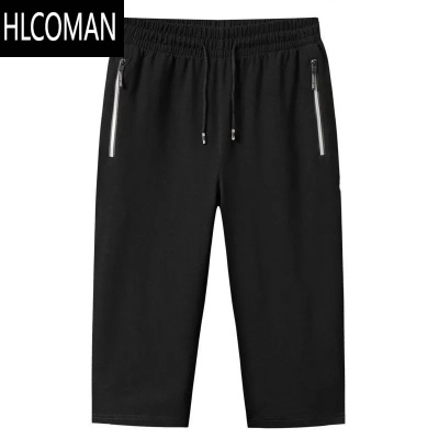 HLCOMAN七分裤男中老年人运动短裤夏季薄款休闲中裤外穿大裤头爸爸裤