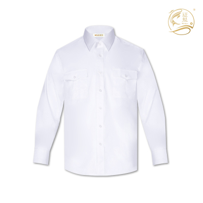 春秋夏季白色轻便透气精纺细斜长袖衬衣(男士)G-002常规款长袖衬衣可定制