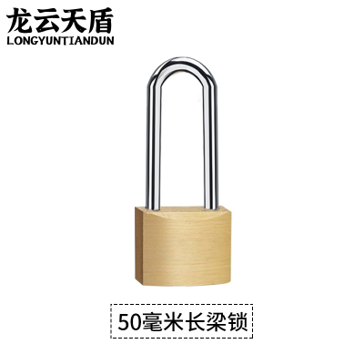 龙云天盾厚型黄铜挂锁防水防锈挂锁铜锁门锁铜锁储物柜宿舍柜子锁厚型挂锁-50mm长梁