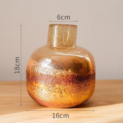 美帮汇炎颜玻璃花瓶花器皿手工艺术气泡餐桌面插花软装饰摆件现代 炎颜(小号)玻璃瓶