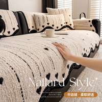 轻奢高级感皮沙发垫新款冬季毛绒坐垫一片式直排防滑加厚盖布