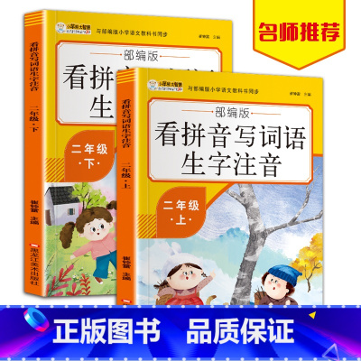 [正版]看拼音写词语二年级上下册语文书同步训练非人教版小学生阅读理解专项训练入门生字注音字帖作业本默写能手辅导资料