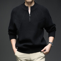 粗纺半拉链立领男士毛衣秋冬新款时尚青年休闲打底针织衫男