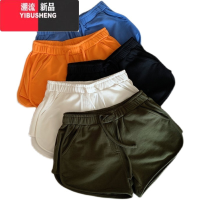 YIBUSHENG胖MM运动短裤女大码宽松显瘦高腰外穿百搭休闲裤黑色居家阔腿裤