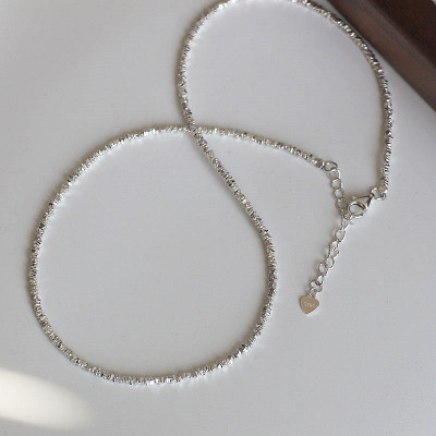 S925纯银碎银子简约纯银项链锁骨链链条银饰品送闺蜜礼物女同学潮送女朋友老婆情人节七夕生日礼物
