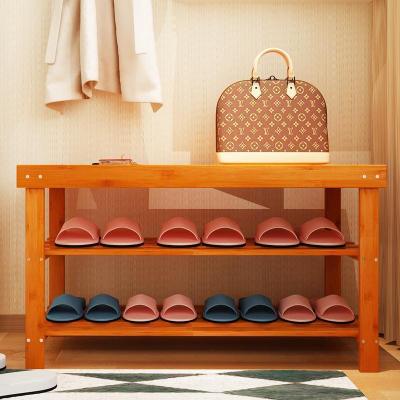 森美人鞋架多层简易家用实木鞋柜换鞋凳竹子收纳架组装现代简约防尘鞋架