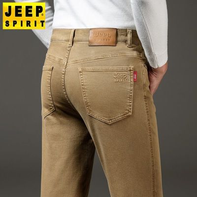 JEEP SPIRIT秋冬男士直筒休闲裤宽松商务弹力烫印百搭厚款裤子