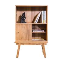 森美人新中式书柜置物架边柜实木书柜落地简约现代原木全实木书柜储物柜