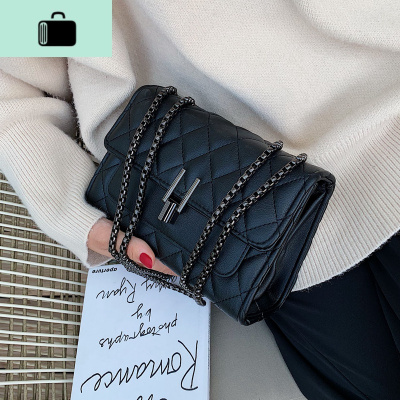 夏天上新黑色包包女包2020新款潮韩版百搭单肩斜挎菱格链条小方包NEW LAKE女斜挎包