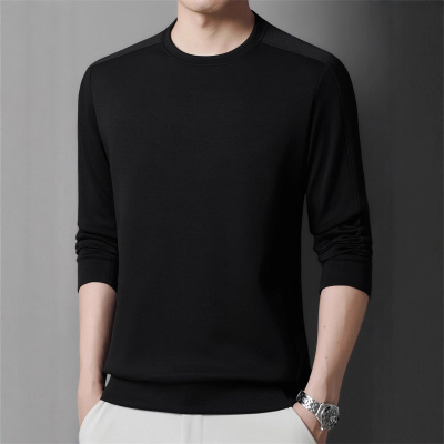 秋季新款圆领长袖T恤衫纯色宽松卫衣青年男套头上衣打底衫