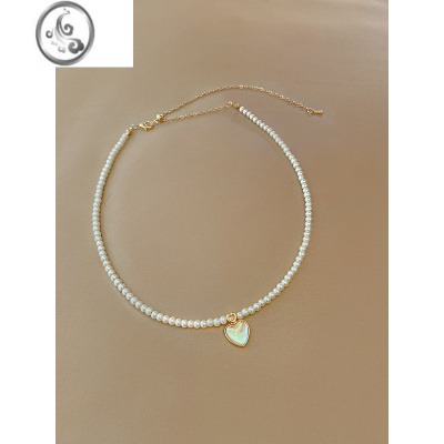 JiMi爱心吊坠项链女轻奢小众设计感高级颈链ins冷淡风珍珠锁骨链