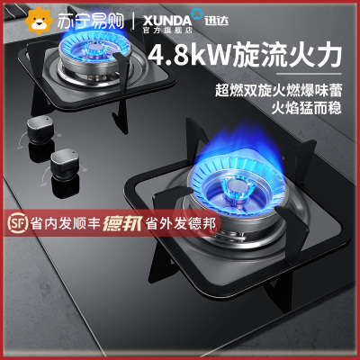 迅达QT5HA燃气灶煤气灶节能双灶家用钢化玻璃嵌入式液化气炉灶灶台灶具官方旗舰店(天然气)