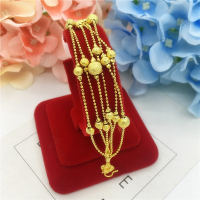 沙金多线转运珠手链女韩版简约久不掉色越南铜镀金仿黄金开运饰品送女朋友老婆情人节七夕生日礼物