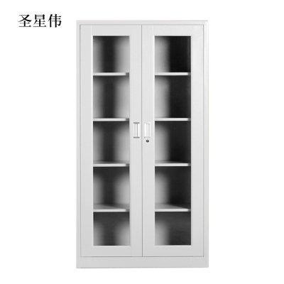 圣星伟钢制档案柜财务凭证柜带锁储物柜铁皮柜书柜通玻对开门文件柜