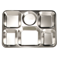 赞属 新型大六格304不锈钢餐盘 38*27*2.2cm*20个 组