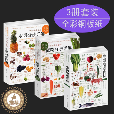 [醉染正版]套装3册 蔬菜分步+水果分步详解图录大全+中国地道食材四季养生食补食疗大全食疗养生书籍中医饮食营养学儿童孕妇