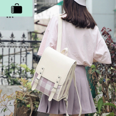 文艺范双肩包女2019新款韩版百搭时尚帆布少女背包学生书包小清新NEW LAKE
