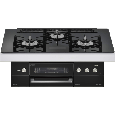 日本原装进口RINNAI/林内燃气灶电源款嵌入式烤箱灶DELICIA全黑色RHS71W31E17VCABW 天然气