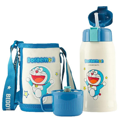 优选3D浮雕丸子款杯具熊BEDDYBEAR儿童保温杯带吸管儿童水杯316不锈钢宝宝儿童保温壶600m