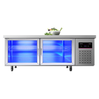 乐创(lecon) 冷藏(玻璃门)工作台乐创冷藏工作台厨房保鲜冷冻柜商用冰箱平冷冰柜水吧台奶茶店1.2*0.8*.08米