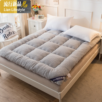 加厚保暖羊羔绒床垫双人榻榻米床褥学生宿舍垫被防滑可折叠垫子 三维工匠