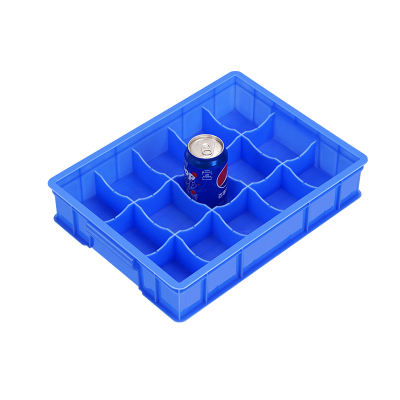 易企采 高15格-蓝色零件盒分格箱长方形塑料盒分隔式周转箱多格箱螺丝盒分类盒收纳盒