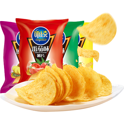 可比克薯片32g*10包随机口味膨化零食品烤土豆片办公室休闲小吃薯条