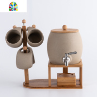 北欧杯具套装家用客厅茶壶凉水杯简约冷水壶大容量果汁桶带水龙头 FENGHOU 白色[1壶4杯1架子4杯垫]凉水壶