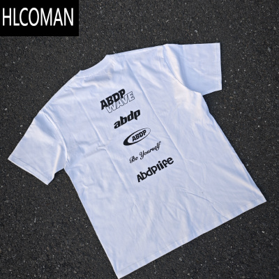 HLCOMAN夏季美式230克棉质薄款圆领运动休闲街头宽松印花短袖T恤男女