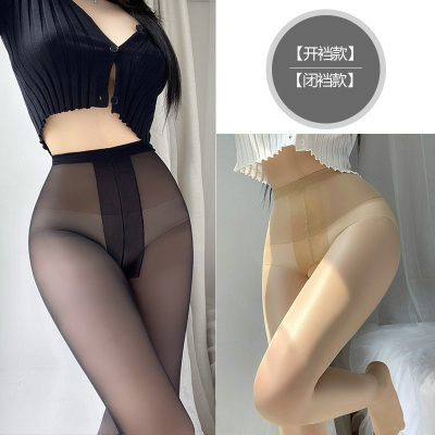 霏慕性感情趣内衣开裆透明油亮丝袜情绪内衣性用品女T裆无痕丝袜油光连裤袜女式情趣睡衣袜子7321/7320