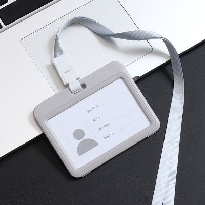 匹牧 PM-XP-0002 单面透明工作证胸牌带挂绳 横款78*101mm 灰色(10个装) 单位:件