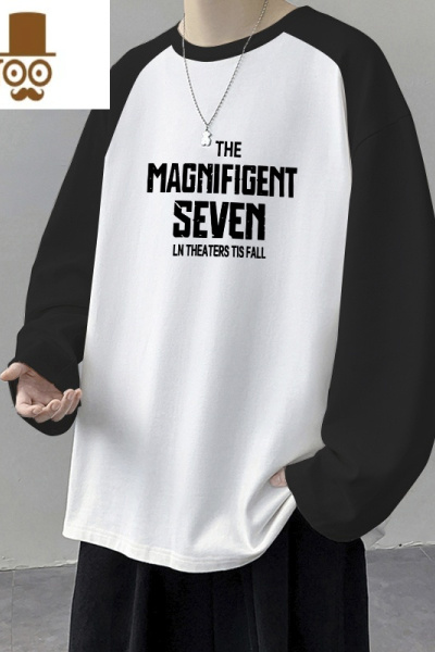 YANXU拼接长袖t恤男款美式复古ins潮牌高街潮流外穿打底衫上衣