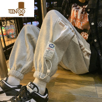 YANXU14岁初中学生潮流运动休闲卫裤12大童15青少年胖男孩宽松长裤