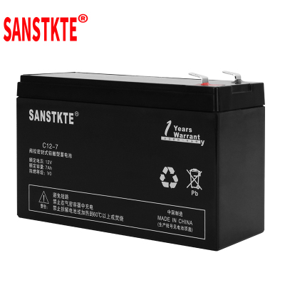 SANSTKTE蓄电池12V7AH喷雾器电瓶安防UPS照明门禁监控通信C12-7