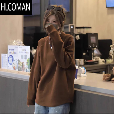 HLCOMAN基础款双面绒打底衫男女同款潮流宽松 加绒内搭长袖T恤卫衣