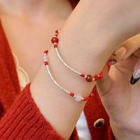 s925纯银竹节红绳手链女生本命年新年配饰送闺蜜礼物轻奢手饰送女朋友老婆情人节七夕生日礼物