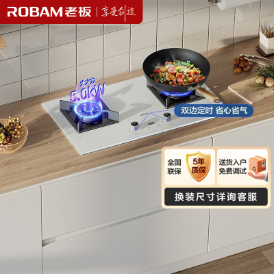 老板(ROBAM) 燃气灶 5.0kW 单灶具 双眼灶 燃气灶 天然气灶37B8XW(白色款)(天然气)