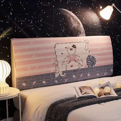 北欧床头罩套全包软包防尘罩床靠背罩保护套1.8米1.5m弹力 两小无猜 长120cm[床头高50cm-65cm以内适用]