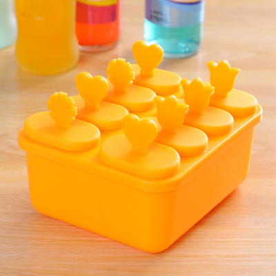 冰棒模具家用做冰棍冰糕雪糕模型儿童可爱自制冰淇淋冰块冰格 敬平 方形橙色多拍划算