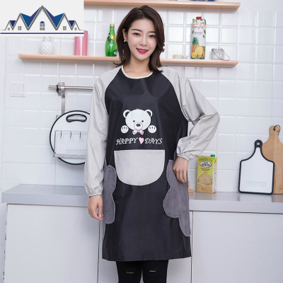 围裙家用厨房可擦手时尚女防水防油男士长袖罩衣工作服大人反穿衣 三维工匠